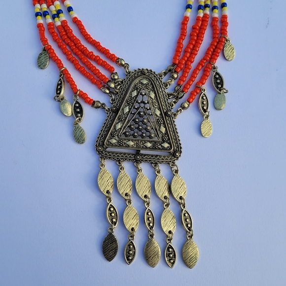 NWT Dollyland Bohemian Beaded Choker - Red - Picture 4 of 7